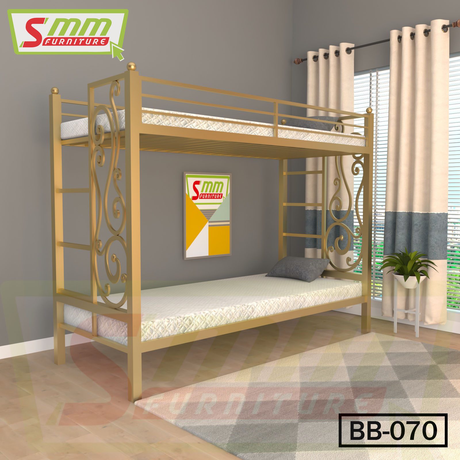 Modern New Semi Double Steel Bunk Bed (BB070)