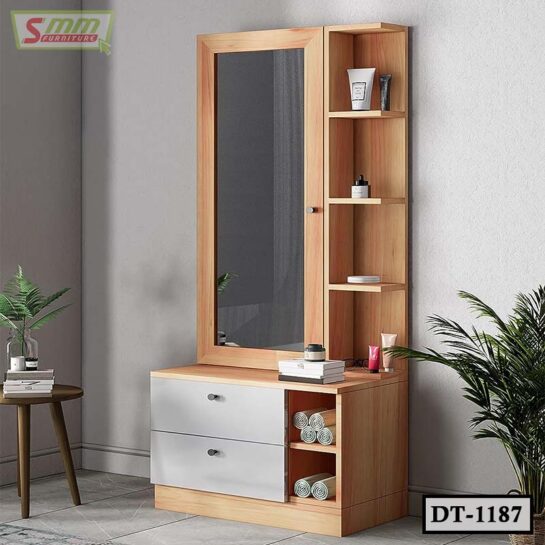 Dressing Table Mirror Door with Two Drawer and Storage Shelves DT1187