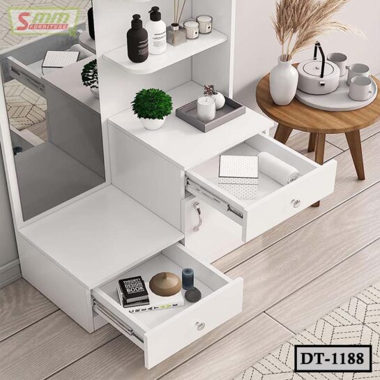 Two Drawer and One Door Dressing Table with Shelves DT1188
