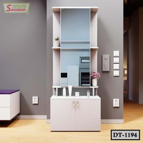 Modern Dressing Table with Mirror 4 Shelf Door and Storage Makeup for Bedroom Living Room DT1194