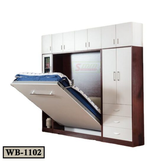 New Modern Space Saving Murphy Bed with Almirah / Wardrobe and Book Shelf WB1102