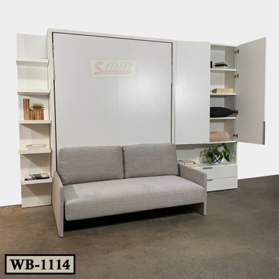 Home Bedroom Modern Wall Mounted Bed with Sofa and Almirah / Wardrobe WB1114