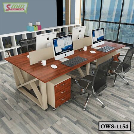 Four Seater Office Workstation Table Desk With 3-Drawer OWS1154