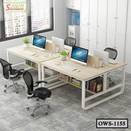 2-4-6 Person Office Workstation Desk with Partition and Storage Shelves OWS1155