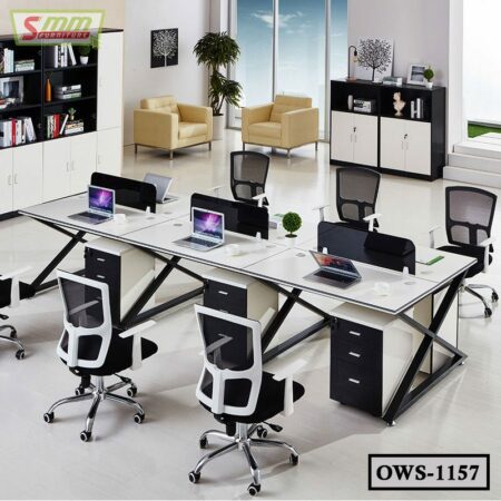 2-4-6 People Simple Design Office Workstation Table with Partitions and 3-Drawer OWS1157