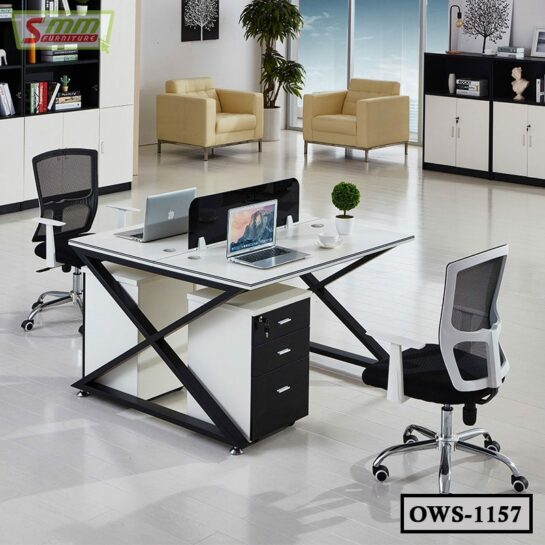 2-4-6 People Simple Design Office Workstation Table with Partitions and 3-Drawer OWS1157