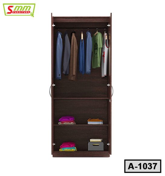 Two Door Melamine Board Almirah With 1 Hanging Space & Shelves A1037
