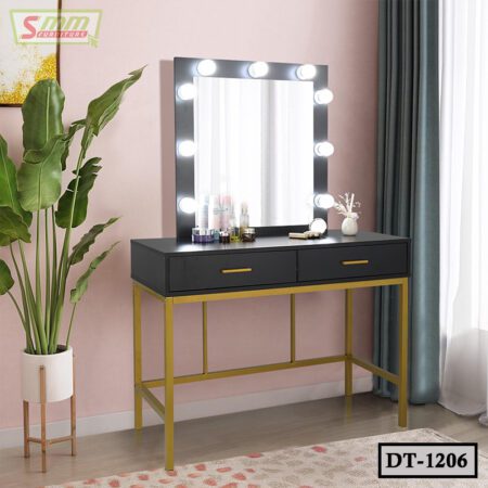 Vanity Table with Lighted Mirror, Makeup Vanity Dressing Table with 2 Drawers DT1206