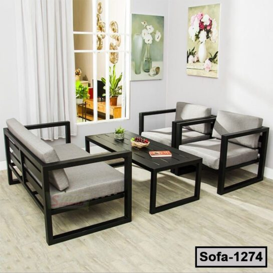 SMM Furniture Living Room Steel Sofa Set With Coffee Table (1274)