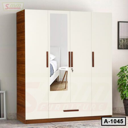 4 Door Almirah | Wardrobe with 1 Drawer and Mirror A1045
