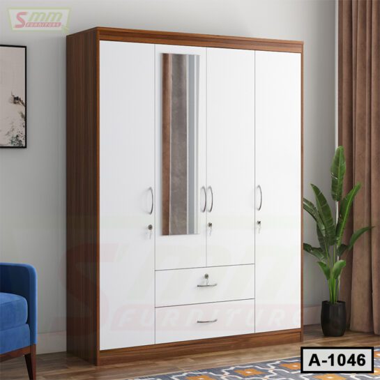 4 Door Almirah Design with Mirror for Bedroom A1046