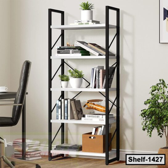5 Tiers Classically Modern Bookshelf | Storage Rack Shelves for Home & Office (Shelf-1427)