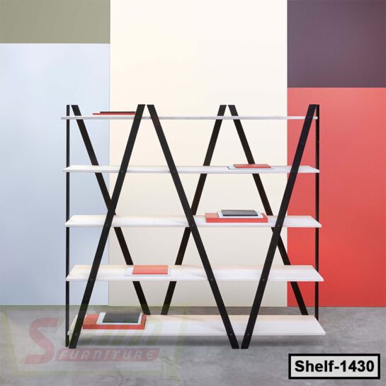 Industrial Board & Metal Bookshelf Design (Shelf-1430)