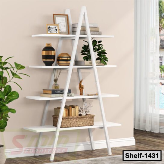 4-Tier A-Shaped Bookcase Industrial Ladder Display Shelf (Shelf-1431)