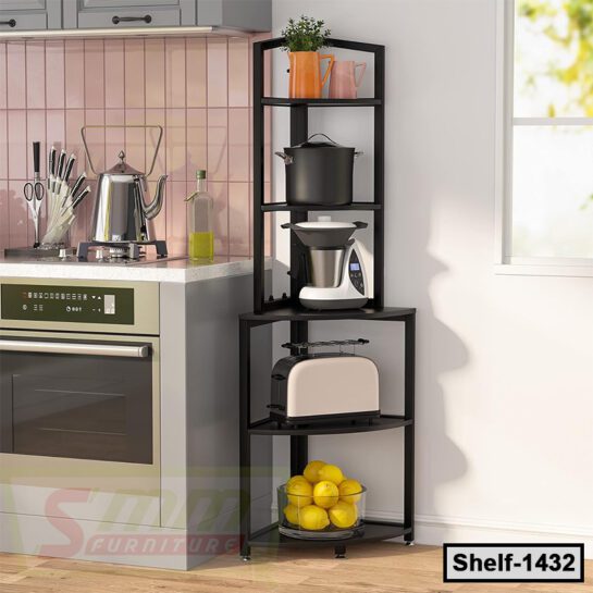 5 Tier Corner Bookshelves | Small Bookcase | Kitchen Shelf for Home & Office (Shelf-1432)