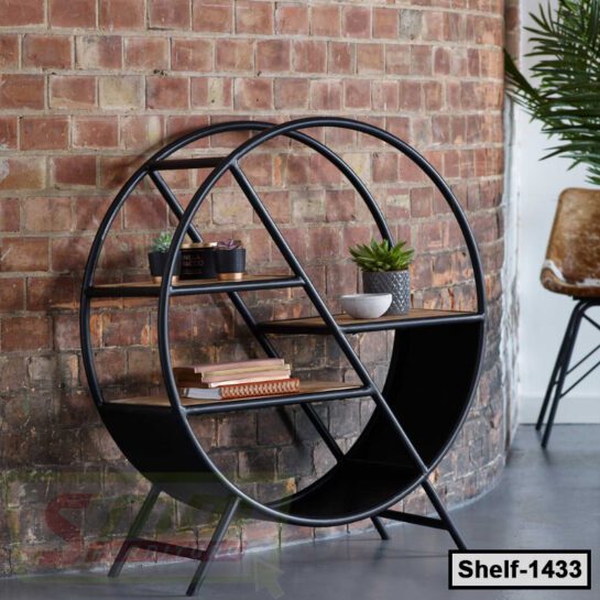 Round Metal Bookshelf Unit | Flower Stand for Home & Office (Shelf-1433)