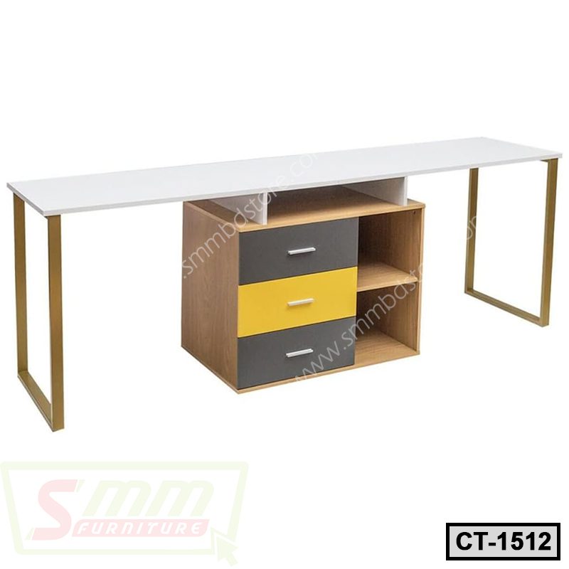 Adjustable L Shape Computer Desk for Two Person with Drawers (CT-1512)