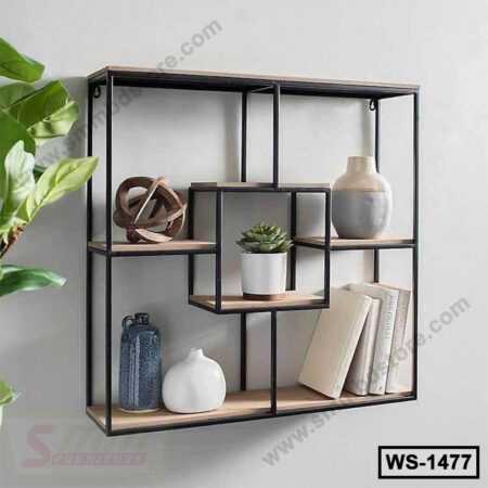 Multilayer Metal and Board Shelf for Wall Decoration (WS-1477)