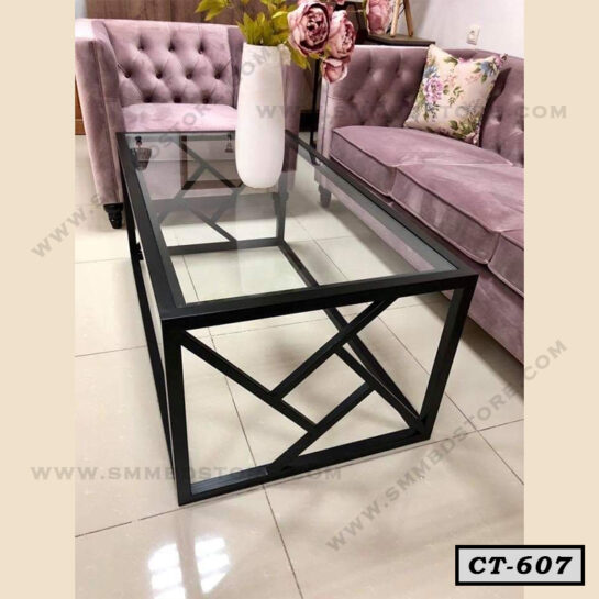 Modern Minimalist Design Coffee Table with Metal and Glass CT-607