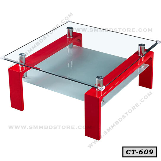 Modern Center Coffee Table with Steel and Glass for Home & Office CT-609