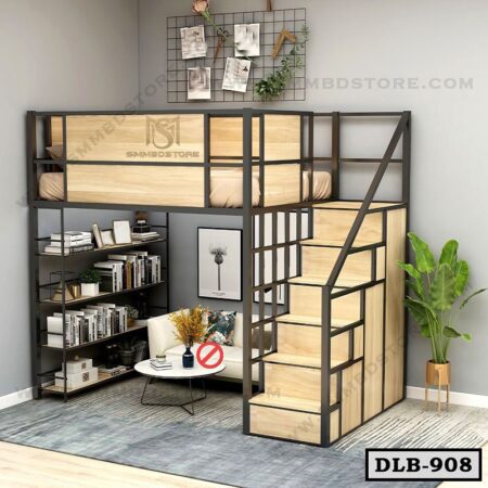 Heavy Duty Space Saving Apartment Loft Bed With Book Shelf DLB-908